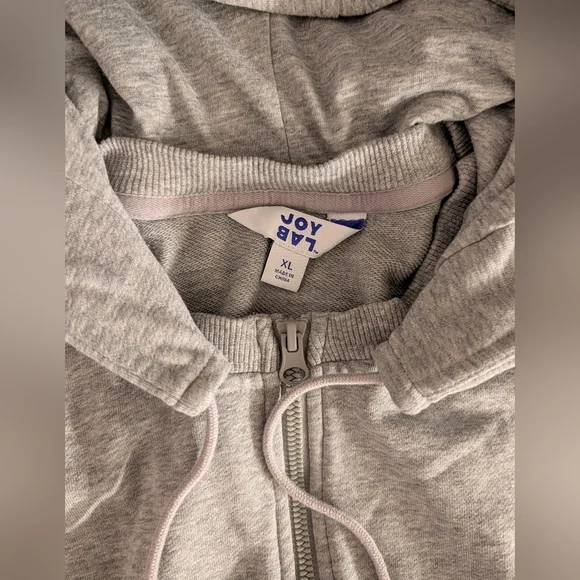 Joy Lab Cropped Full Zip Hoodie Gray Heather - Picture 5 of 6